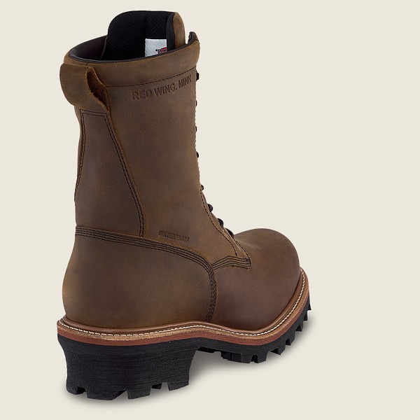 Red Wing Safety Boots Brown - Mens Loggermax - 9-inch Waterproof Toe Logger - 0654-DXKQE